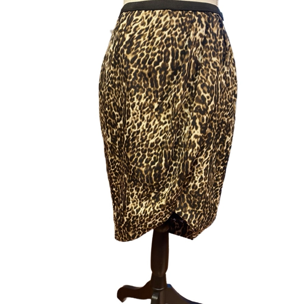 Worthington Tan, Brown and black leopard Midi Pencil Skirt